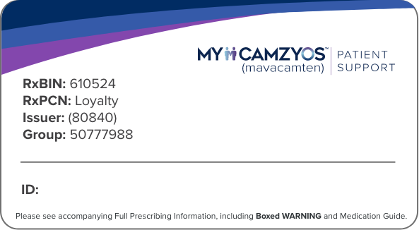 MyCAMZYOS Patient Support co-pay card