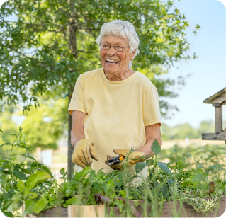 Susan, a Rx CAMZYOS® (mavacamten) patient, gardening